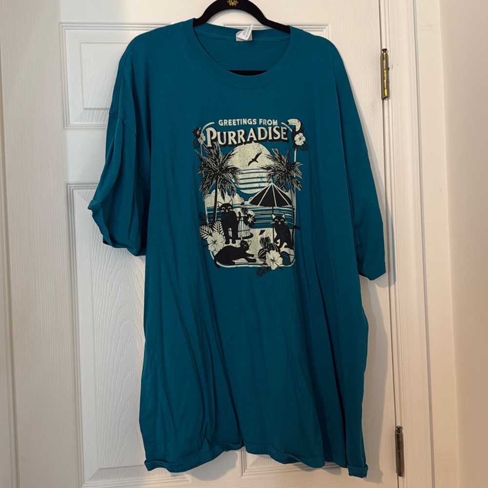 Cat lady box blue short sleeve T-shirt #4